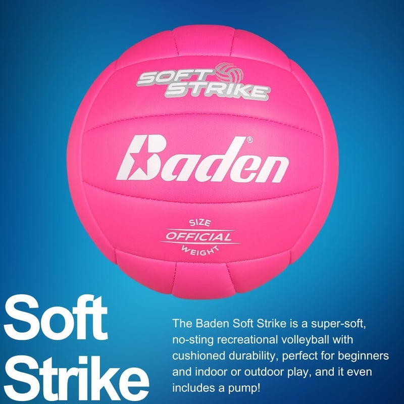 Baden | Soft Strike | Cushioned Synthetic Leather Recreational Volleyball | Indoor/Outdoor for Beginners & Youth | Official Size - Image 2